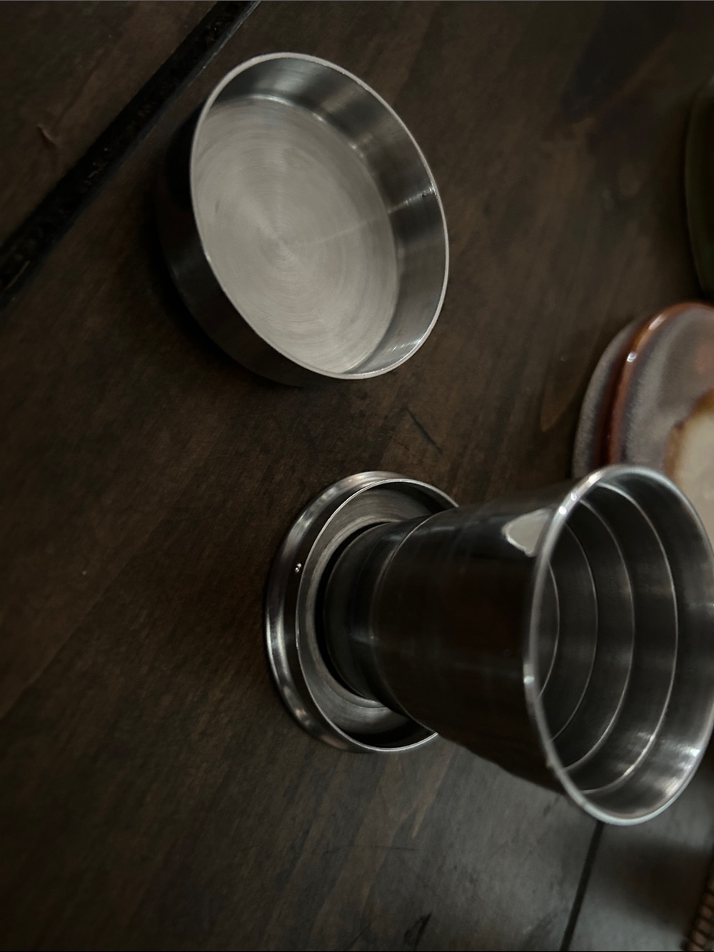 Collapsible Stainless Steel Travel Shot Glass Size Travel Cup With Lid